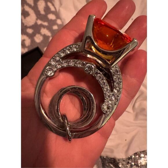 Juicy couture royal heart engagement ring bag charm /fob keychain yellow pave ni - Picture 5 of 8